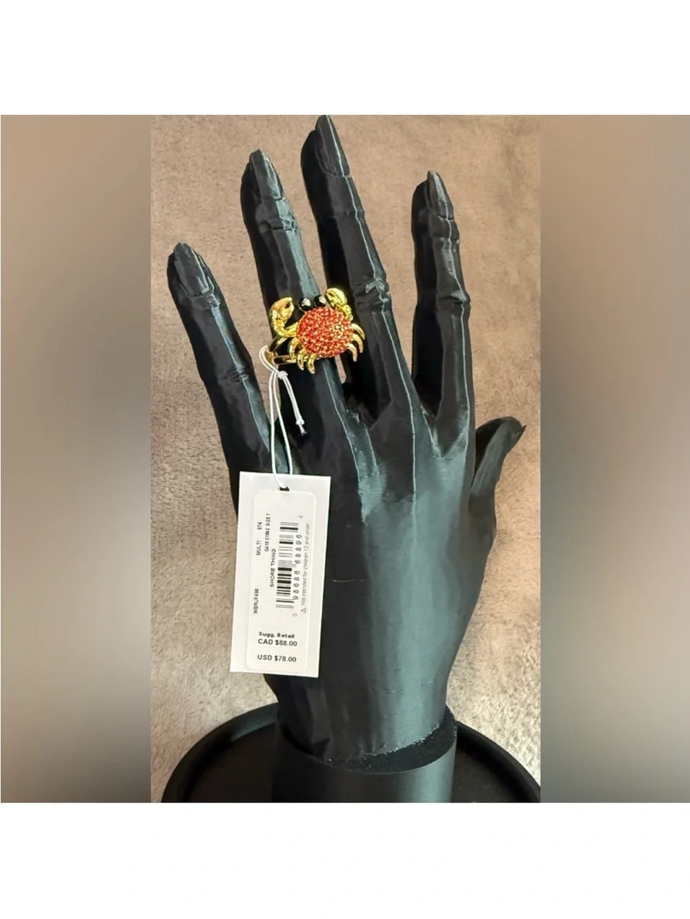 Kate Spade Shore Thing Pave Crab Ring with Dust Bag/NWT